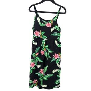 Old Navy Kids Black Green Tropical Sleeveless Dress Vacation Beach Girls Medium